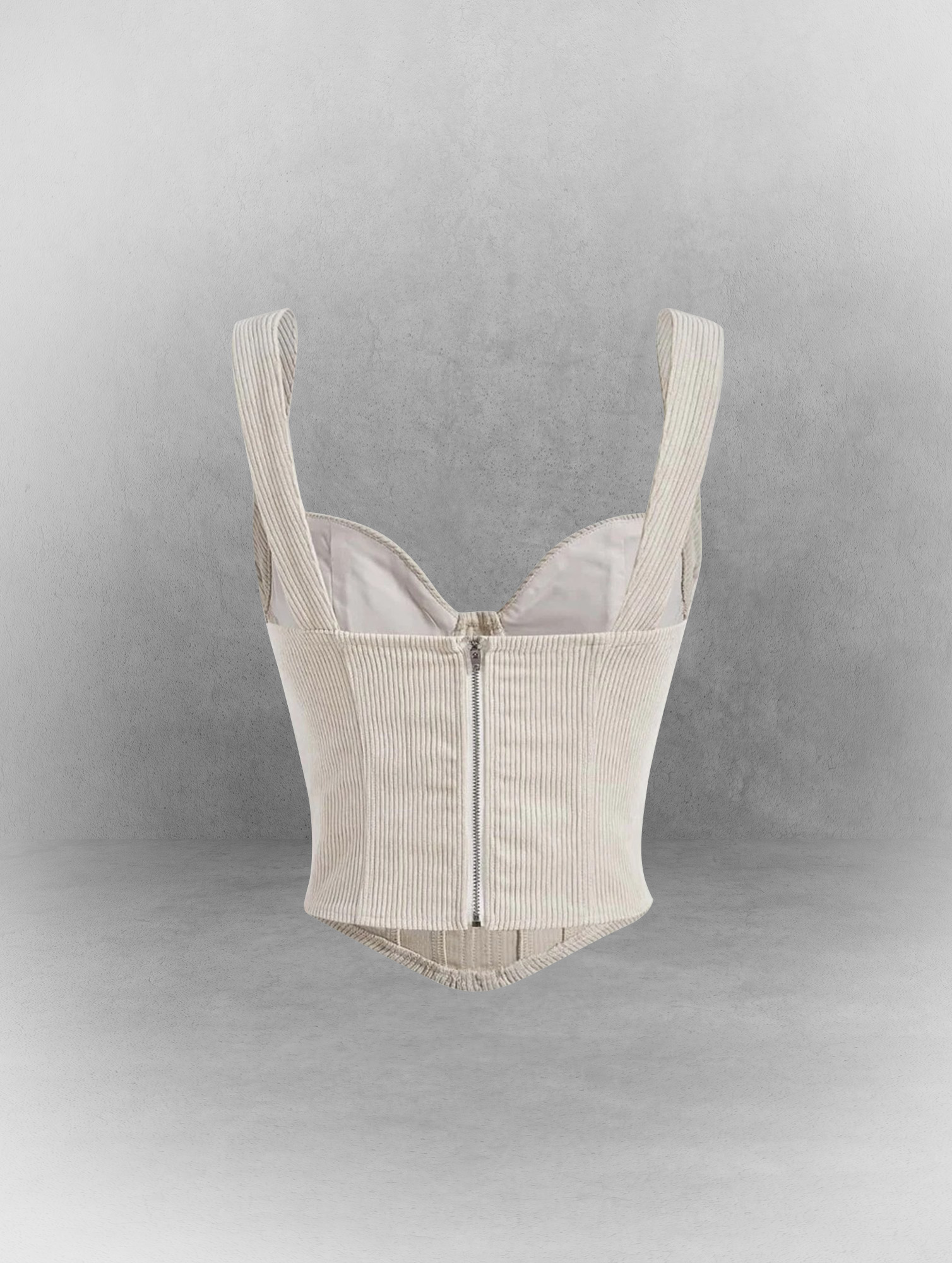 Asymmetrical Zipper Wide-Strap Corset Top - Image 2
